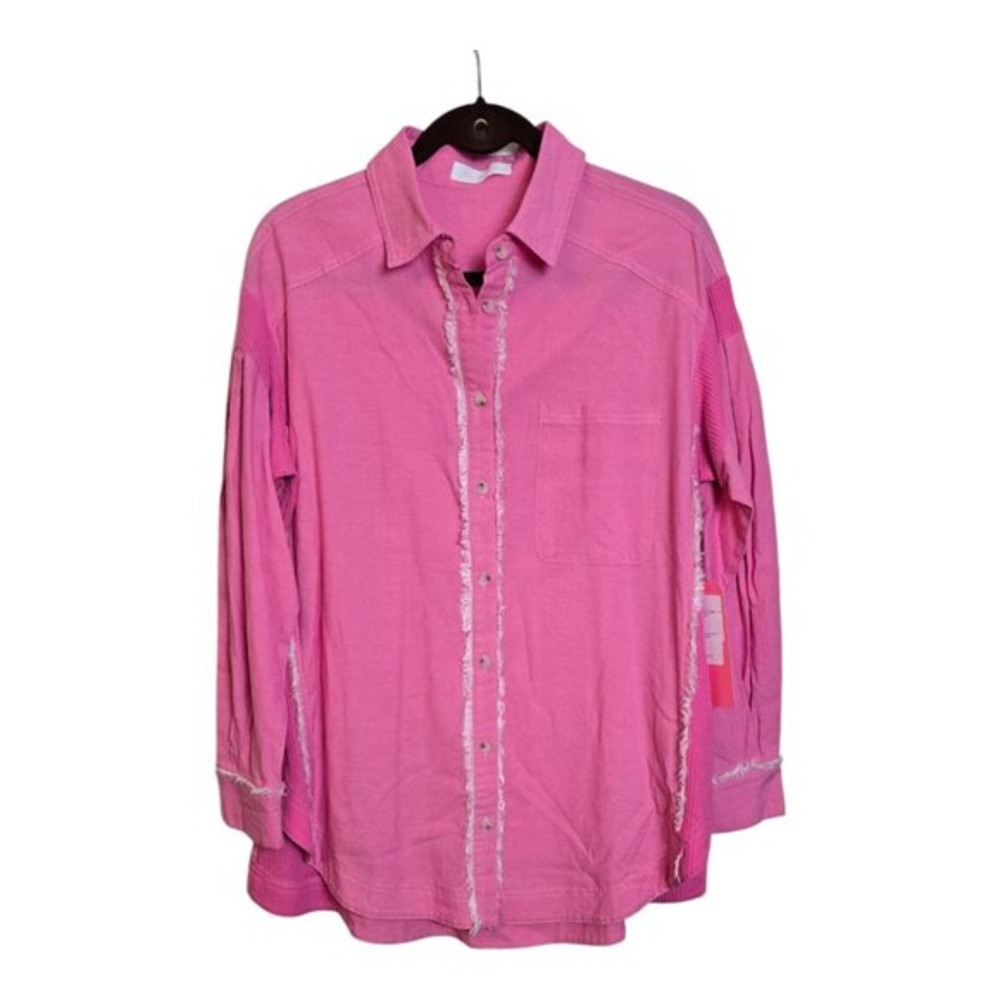 🛑 LISTED 2 - 12/1/2025 Ces Femme Fringe Waffle Knit Panels Shirt Womens Small - Picture 4 of 16